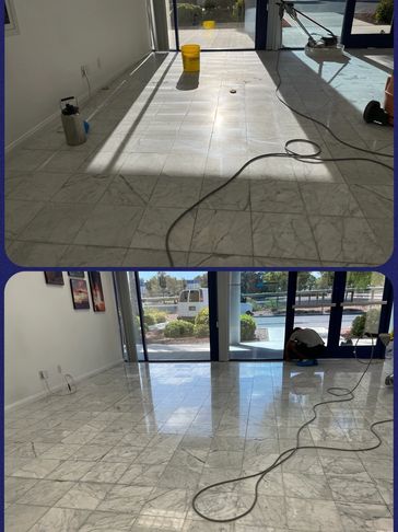 Stone Cleaning, Stone Polishing and Stone Sealing in this commercial building in Las Vegas. 