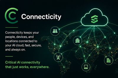 Illustration of AI cloud connectivity linking people and devices globally.