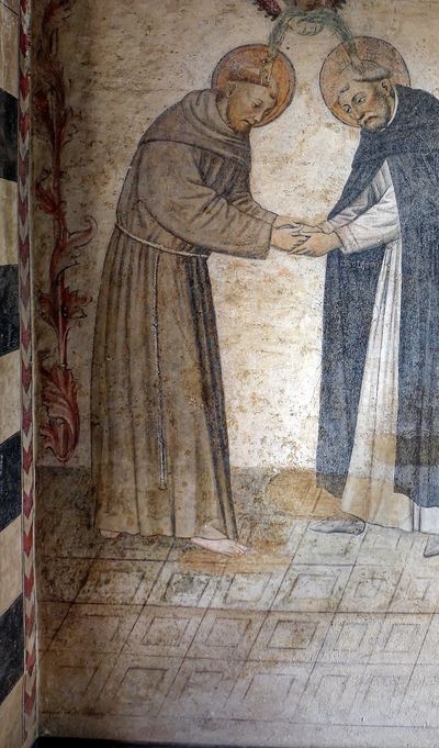 St François rencontrant St Dominique couvent Santa Maria di Castello, Gênes Italie Sailko CC BY 3.0