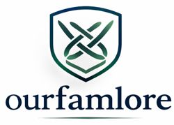 OurFamLore Logo the a crest and shield.