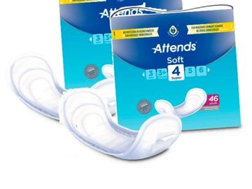 Attends products, incontinence supplies, available in a range of sizes.