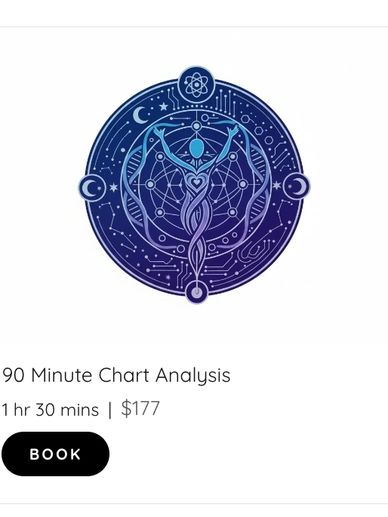 Mystical circular design for 90 Minute Chart Analysis booking.