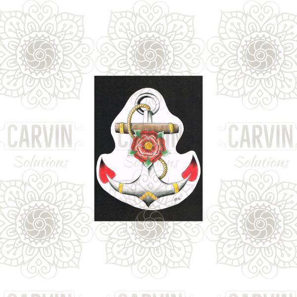 American Traditional style anchor with flower.