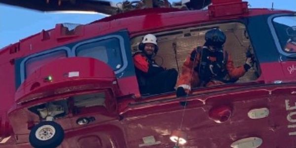 Thomas Fox en route to Offshore Wind Turbine via Heli Transfer.