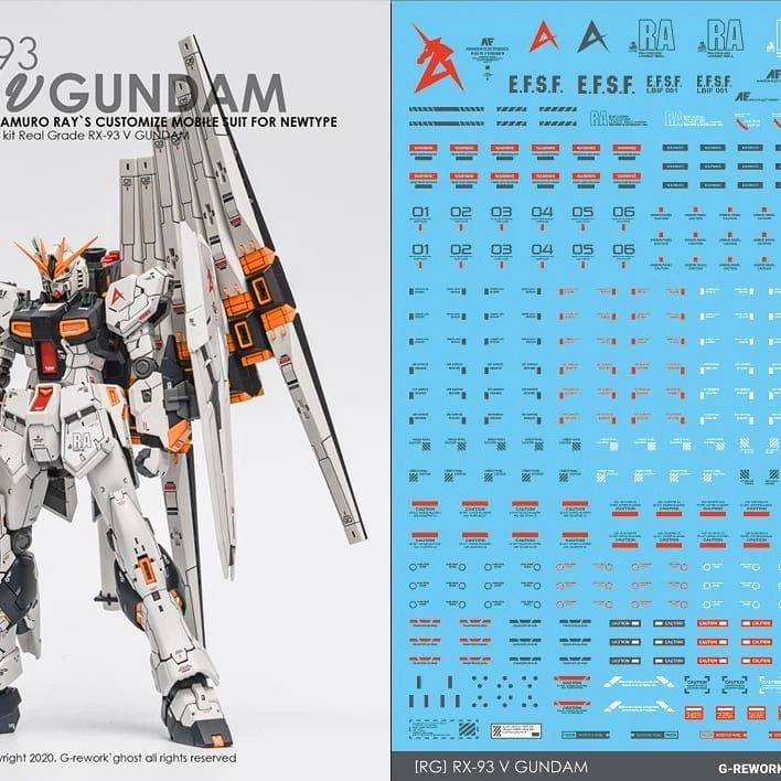 Grework Rg Rx 93 V Gundam Water Slide Decal