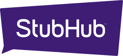 StubHub logo on a purple flag-shaped background.