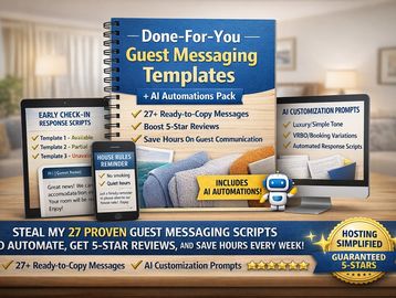 Done for you guest messaging templates and Ai automation pack perfect. Perfect for Airbnb, VRBO, Boo