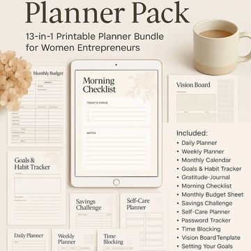 14-n-1 Printable Planner Bundle for Women Entrepreneurs and Busy Moms