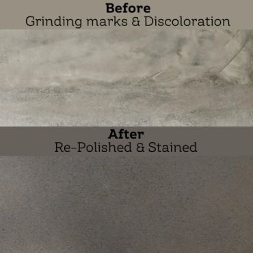 Before and after images showing surface grinding marks removed and polished finish.