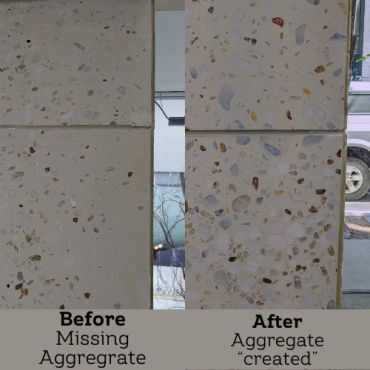 Comparison of wall sections before and after aggregate filling.