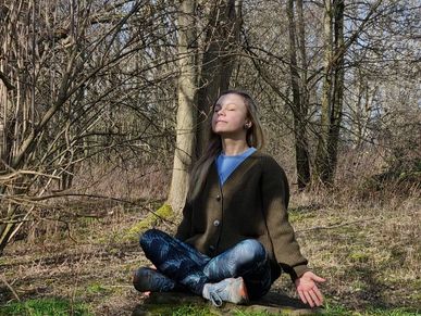 yoga in the woods