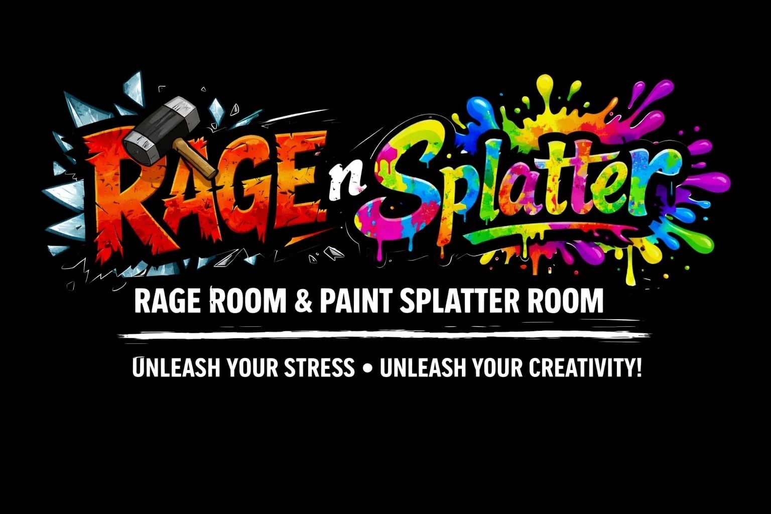 Logo for Rage n Splatter, a rage and paint splatter room.