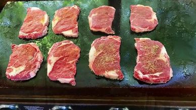 Delicious Skirt Steak or Thicker Steaks 
Cook a bit longer but Flip them as you grill and maybe Mari