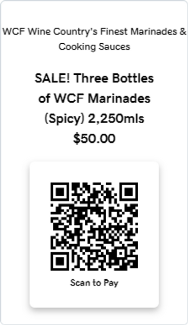 Marinades in Wine Bottles!
SALE  3 BOTTLES PACK: 
ONE MILD - ONE MEDIUM - ONE SPICY.(WCF Gift-Pack)
