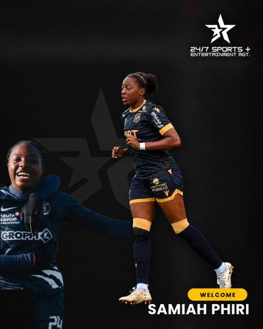 Samiah Phiri in football uniform, running.