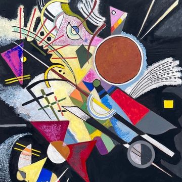 Avant-Garde geometric abstract painting in Wassily Kandinsky style for online art auction
