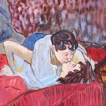 Painting kissing couple in a bed Henri de Toulouse-Lautrec French Post-Impressionism