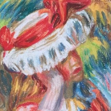 Pastel woman portrait in a hat Pierre-Auguste Renoir French Impressionism