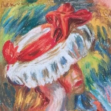 Pastel woman portrait in a hat Pierre-Auguste Renoir French Impressionism