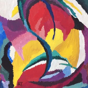 Modernist abstract gouache composition Janos Mattis-Teutsch style for online art auction
