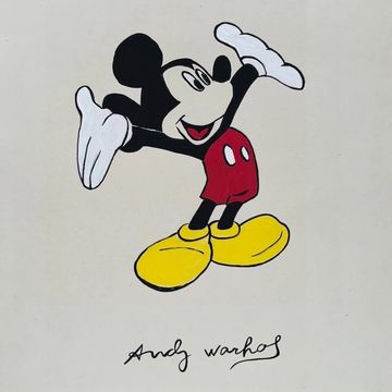 Pop Art Mickey Mouse drawing in Andy Warhol style for online art auction