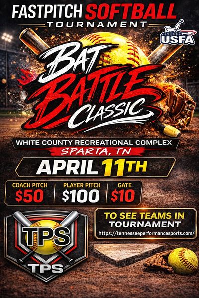 Fastpitch softball tournament Bat Battle Classic on April 11th in Sparta, TN.
