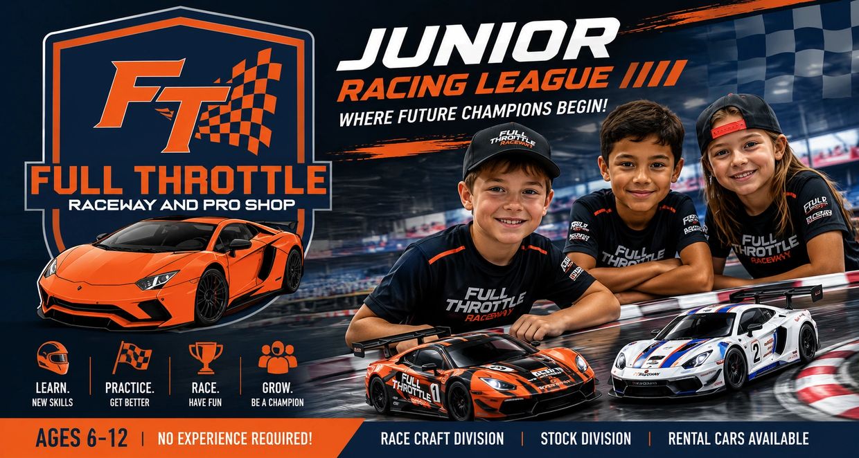 Junior racing league for kids ages 6-12 with no experience needed.
