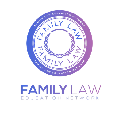 Logo for Family Law Education Network with blue-purple gradient.