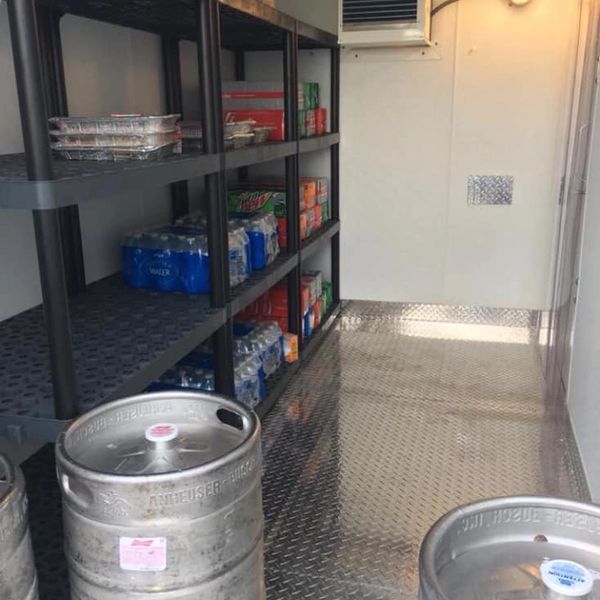 Inside fridge trailer 