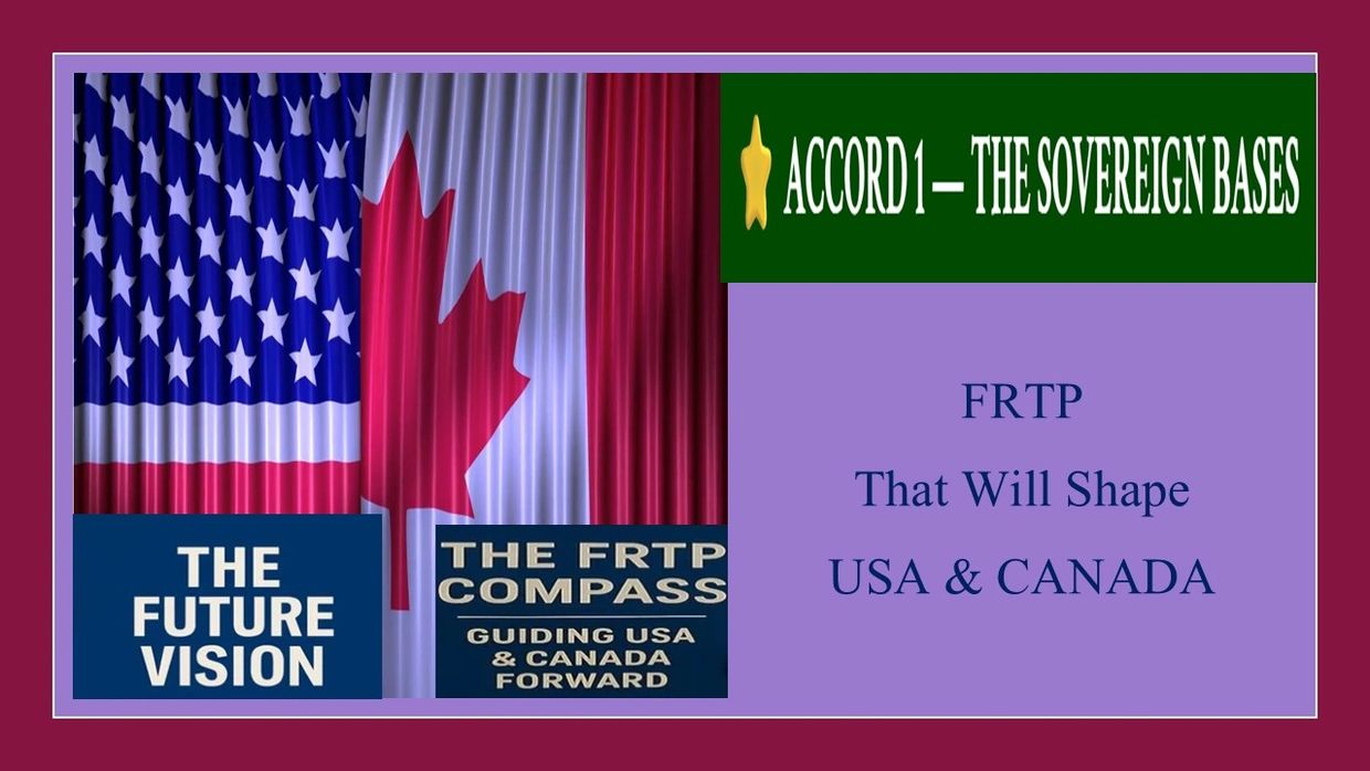 Graphic showing USA and Canada flags with text about future vision and accords shaping both countries.