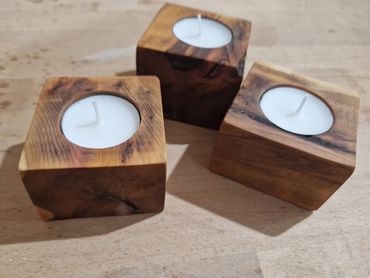 English yew tea light holders