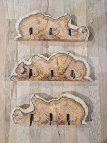 English yew end grain key hooks