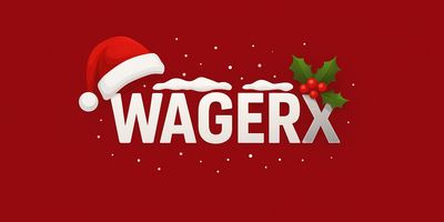 WAGERX logo with Christmas decorations on a red background.