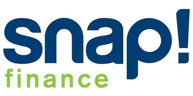 Logo of Snap Finance with bold blue and green text.