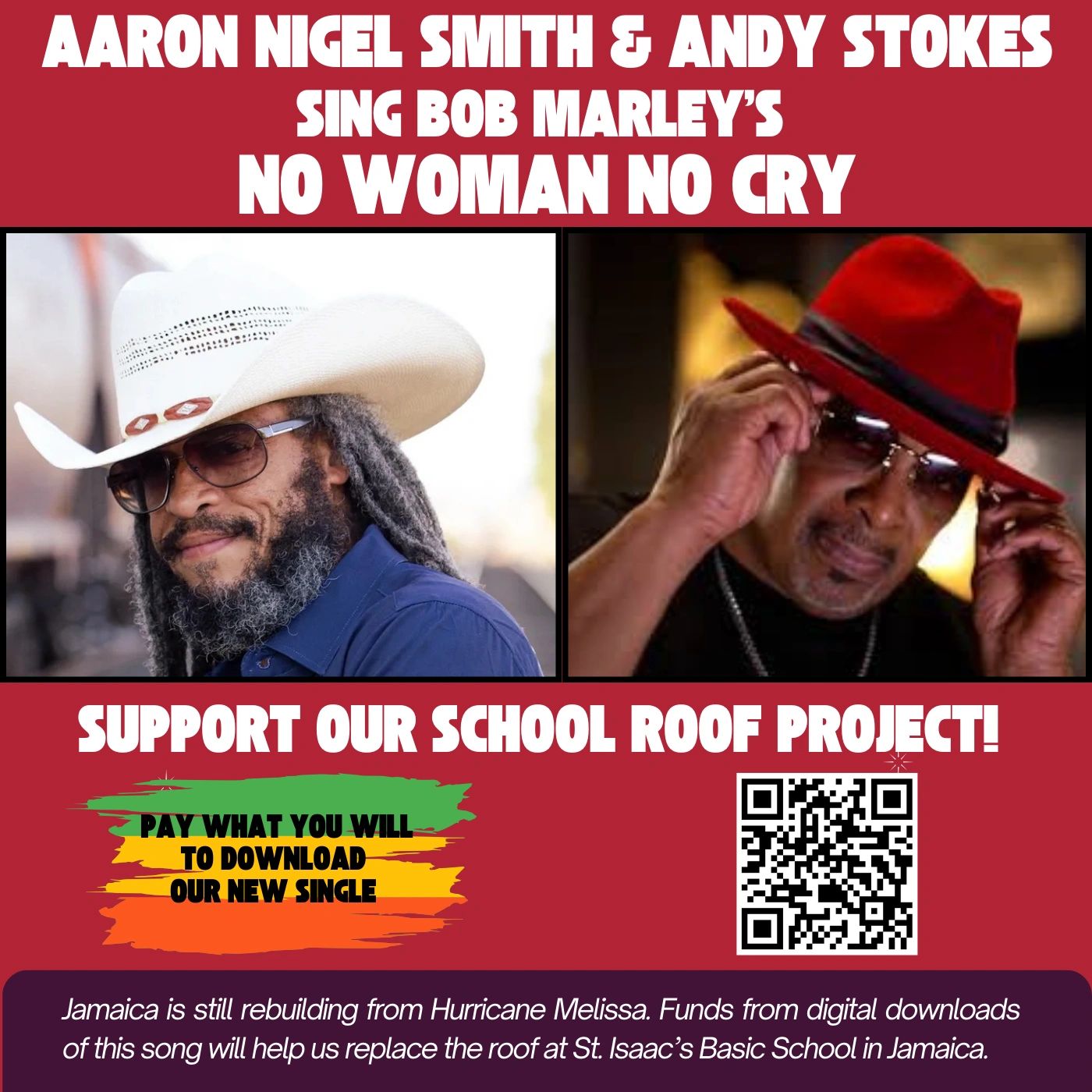 Aaron Nigel Smith &amp; Andy Stokes sing Bob Marley's No Woman No Cry to support school roof project.