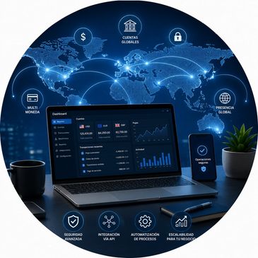 Interfaz de banca digital con alcance global.