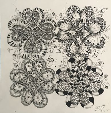 ZENTANGLE® Tile #19, Tangle TRIPLEX and PALREVO