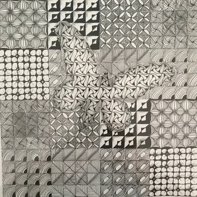 ZENTANGLE® Tile #19, Tangle TRIPLEX and PALREVO