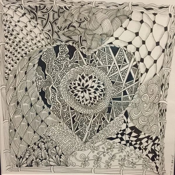 Flowery Zentangle tile with just the pattern Haluta 