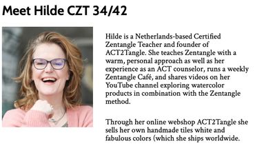 Portrait of Hilde, a Certified Zentangle Teacher from the Netherlands.