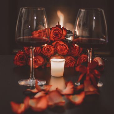 Wine glasses and flowers