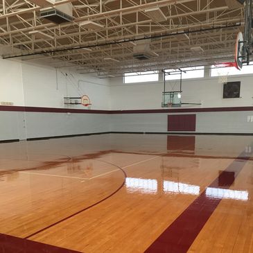 Freshly recoated gym floor