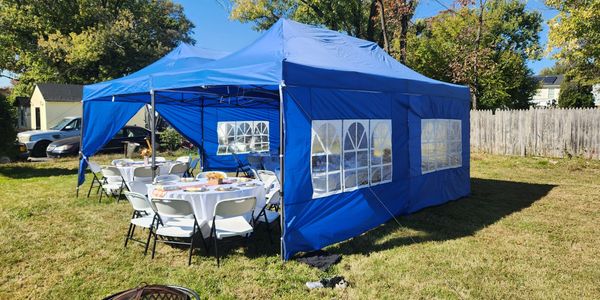20x20 Party Tent. 20x20 Heated Tent. 20x20 Cooled Tent. Tent Party Package for 40. Party Tent Rental.