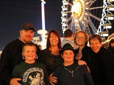 A family at an amusement park
