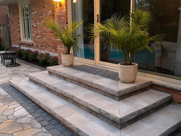 Patio design with custom patio steps
