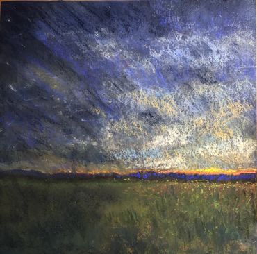 Pastel painting on paper
Framed, 18" x 18"
