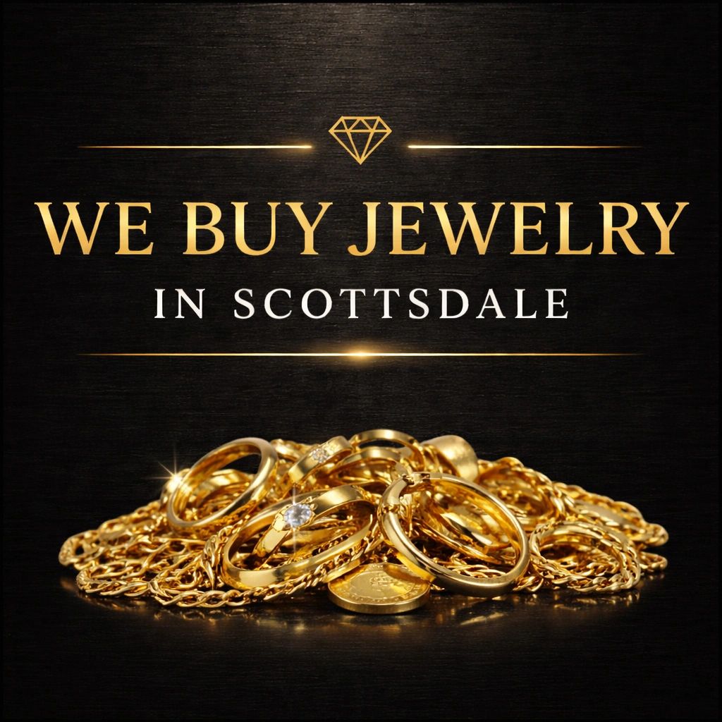 Gold jewelry for sale in Scottsdale with a sparkling diamond ring.