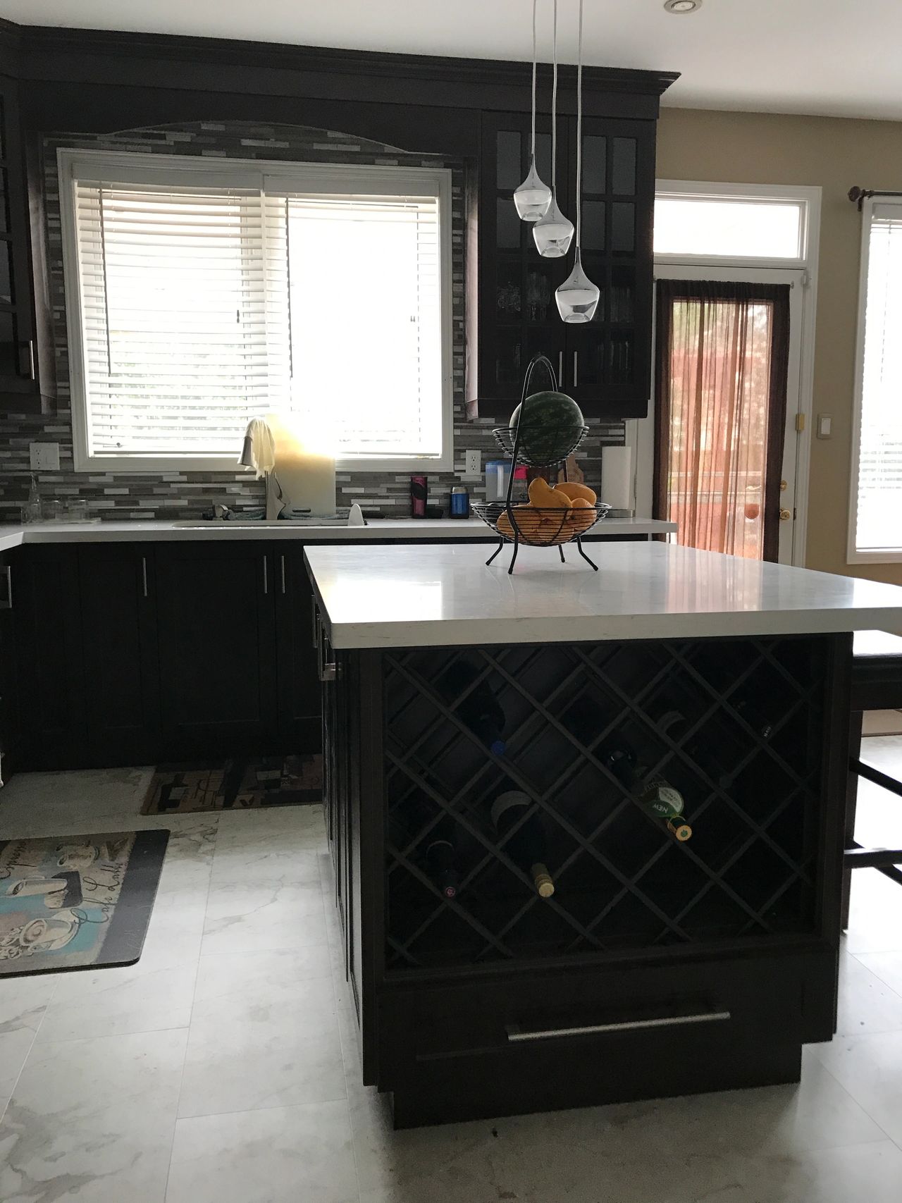 Dark Kitchen With Light Counter
