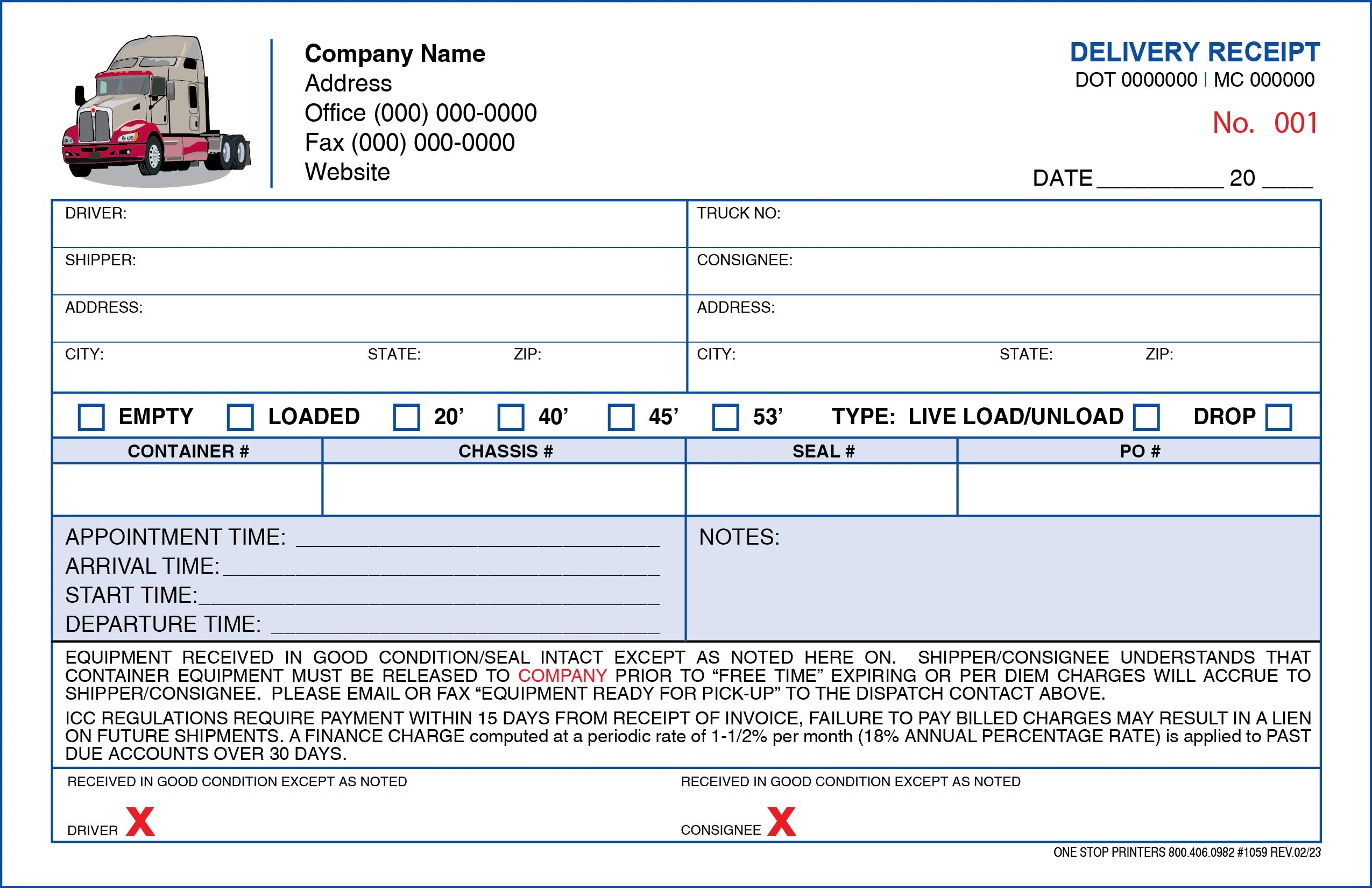 Proof of delivery and delivery receipt