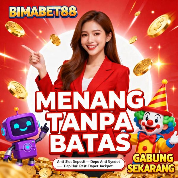 Advertisement for Bimabet88 online slot with jackpot promise and invitation to join.